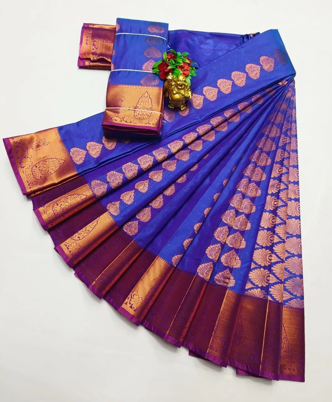 KANCHIPURAM ELEGANT WEDDING SAREES WITH BLOUSE PIECE