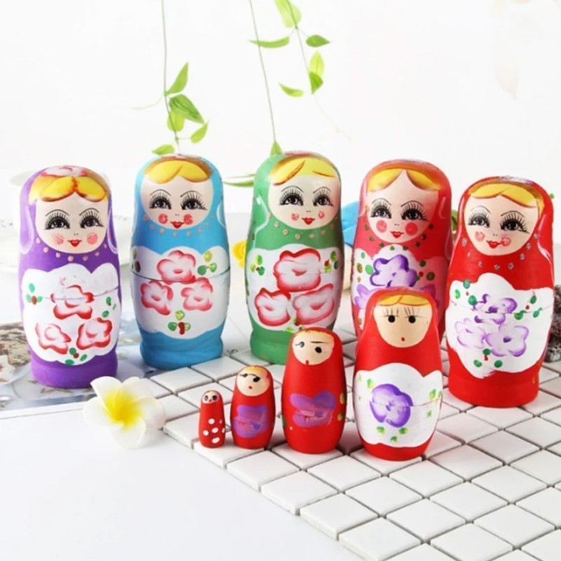 Nesting dolls - Kids Handmade Hand Painted Cute Wooden Women Nesting Dolls – Set of 5