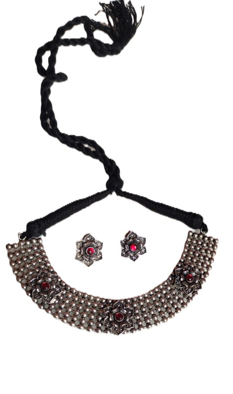 - Diyam Traditional Latest Fashion Choker with Earrings / Jewellery Set for Women and Girls Oxidized