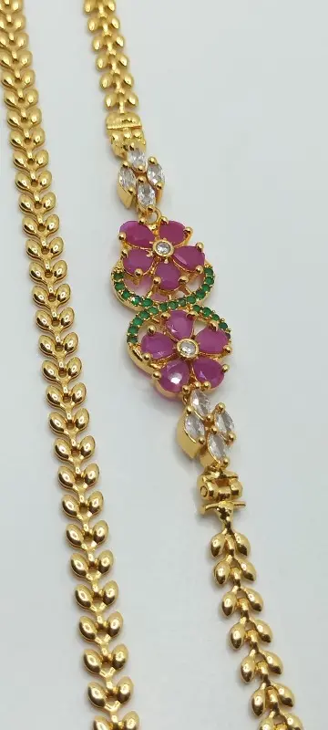 One Gram Gold Plated Flower Designer New Fashionable Elegant Mogappu Chain for Womens and Girls