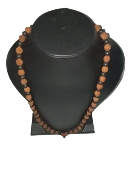 Natural 8mm brown round Rudraksha black Karukoli  beads 108 knot Necklace chanin A Grade Ebony Wood Unpolished Pure & Natural Face Rudraksha Mala
