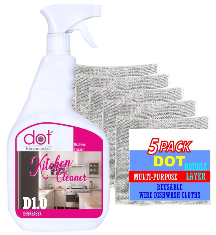 DOT Homecare Products Kitchen Cleaner 800 ml | Acid Free, Appliance Safe, Non Acidic Heavy Oil Stain Remover, Hard Stains Spray & Wipe For Toughest House Hold Stains