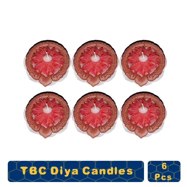 TBC Elegant Diya Shape Mix Flower Wax Candles Floating Tea Light Candles for Diwali Decoration Items and Christmas Festivals Candles Candle (PACK OF 6)