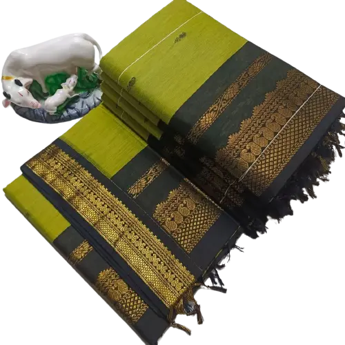 Unique Queen's  Women's Premium Quality Kalyani Cotton Silk Saree with Zari Border with running Blouse 003