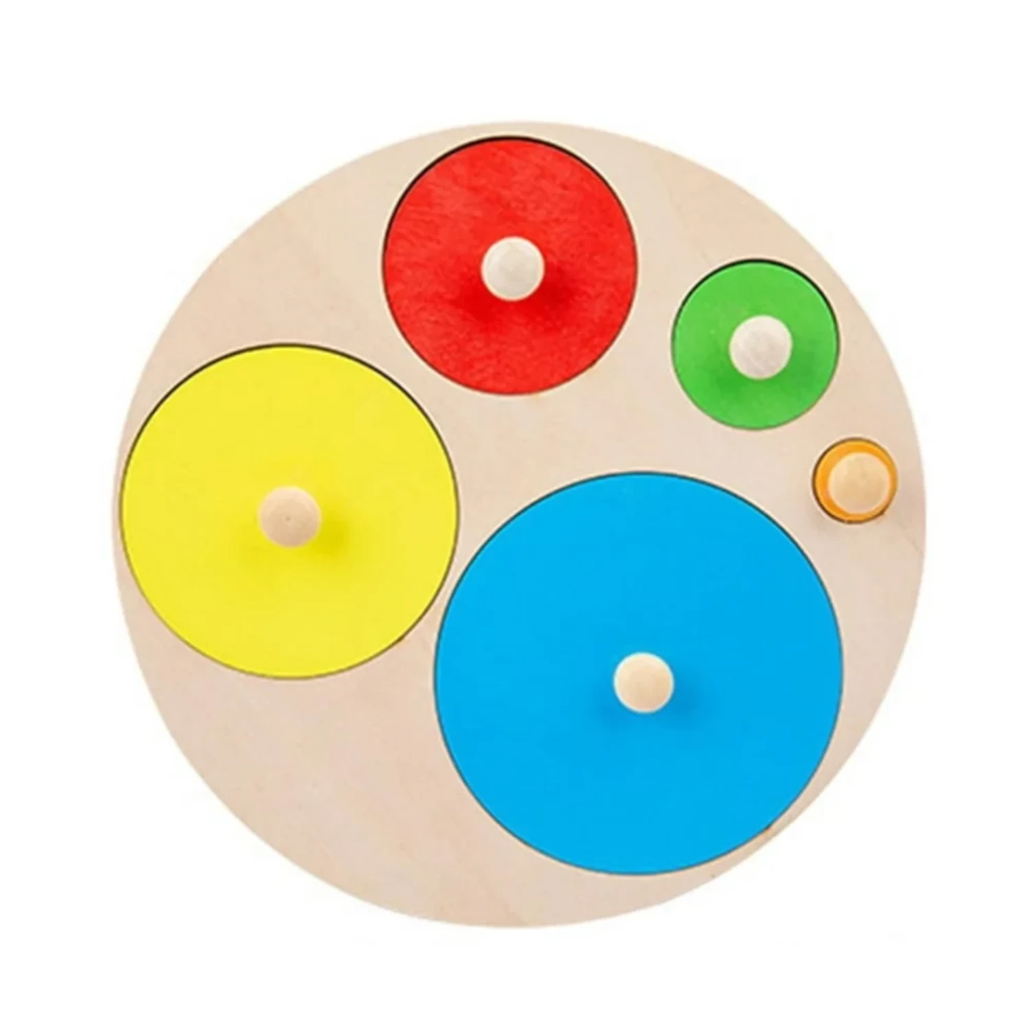 Circle Wood Knob Puzzle Peg Board -Grasp Board Matching Game | Wood Knob Puzzle Peg Board, for Game for Kids and Toddlers