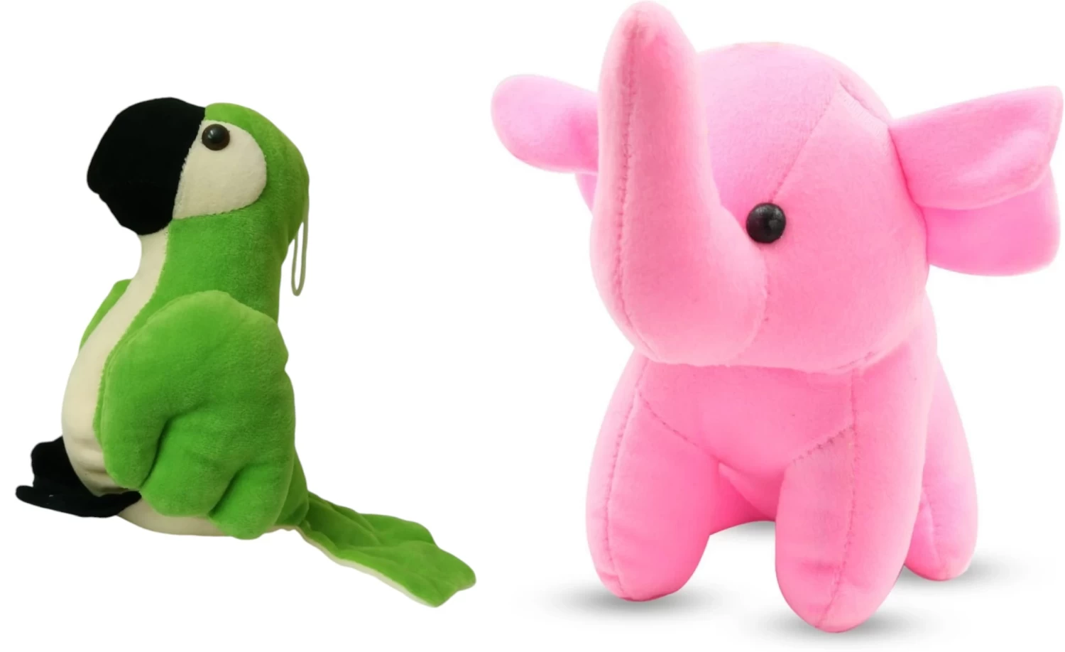 Jungle & Sky Adventure Plush Set – Colorful Parrot & Mini Elephant Stuffed Toys for Kids