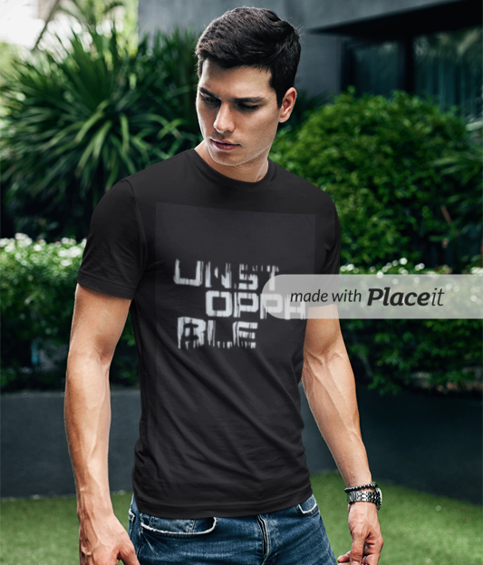 Men's Half Sleeve Printed Regular fit Tshirt (Black)