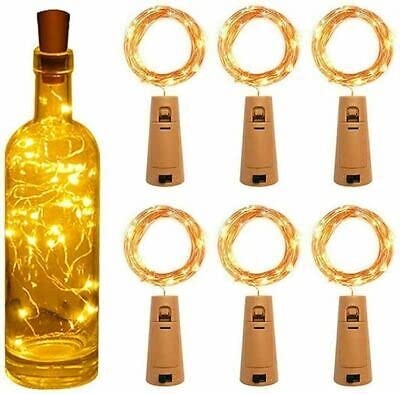 20 LED Bottle Cork Copper Wire String Lights, 2M Battery Powered (6 pices COMBO PACK}