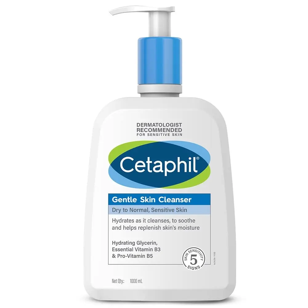 Cetaphil Face Wash ,Gentle Skin Cleanser For Dry, Normal Sensitive Skin - 1000 Ml| Hydrating Face Wash With Niacinamide, Vitamin B5| Dermatologist Recommended| Paraben, Sulphate Free