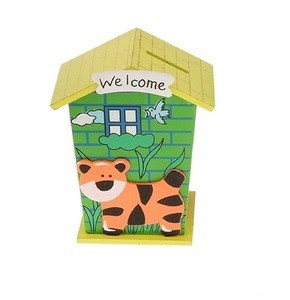 RenzMart - Wooden Money/Piggy Bank, Money Box, Coin Box with Animal Design for Kids/Children