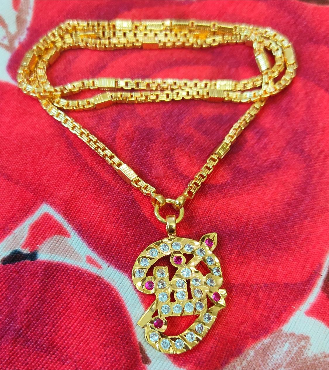 Traditional Impon Om Dollar Chain 24 Inch Long Chain