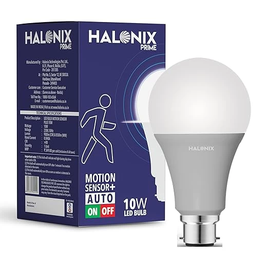 Halonix Radar 10w B22 Motion Sensor Led Bulb - Auto on/off for Smart Homes