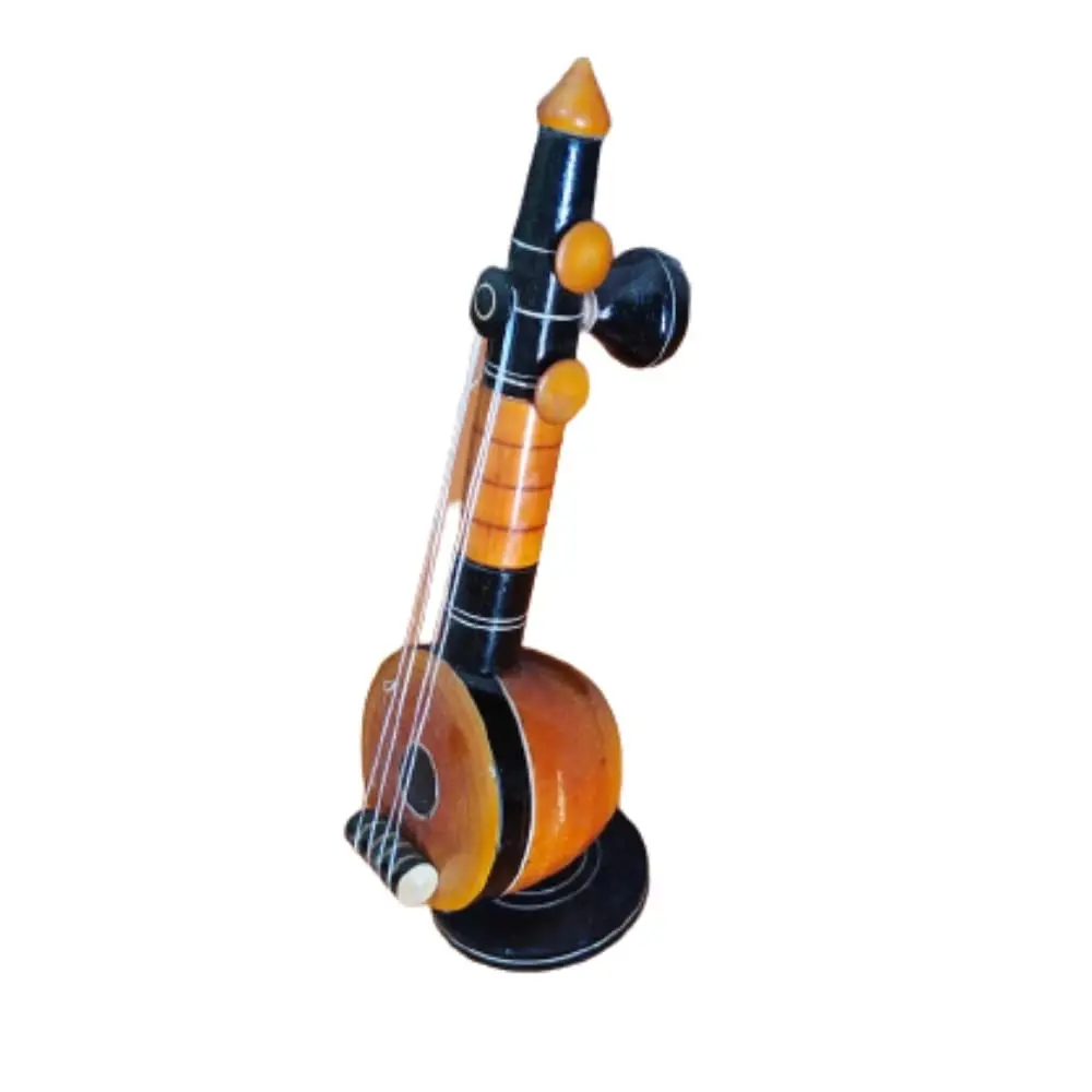 Handicrafts Eucalyptus Wooden Veena Home Decor Musical Instruments Showpiece (34 X 8 X 8 cm Brown)