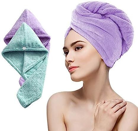 MRA ENTERPRISES Hair Towel Wrap Absorbent Towel Hair-Drying/Magic Hair Warp Towel Super Quick-Drying Microfiber/Bath Towel Hair Dry Cap Salon Towel (Mulitcolor)(Set of 1)